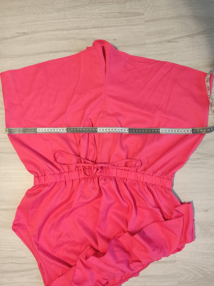 Shein 2XL Pembe Volanlı Tek Omuz Mini Tulum - Görsel 5