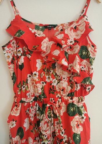 Pep&Co 36 beden Kırmızı Çiçekli Uzun Bohem Tulum - Görsel 2