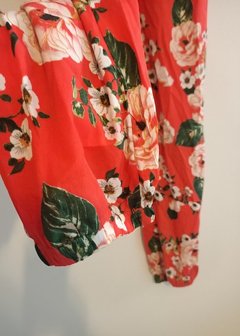 Pep&Co 36 beden Kırmızı Çiçekli Uzun Bohem Tulum - Görsel 4