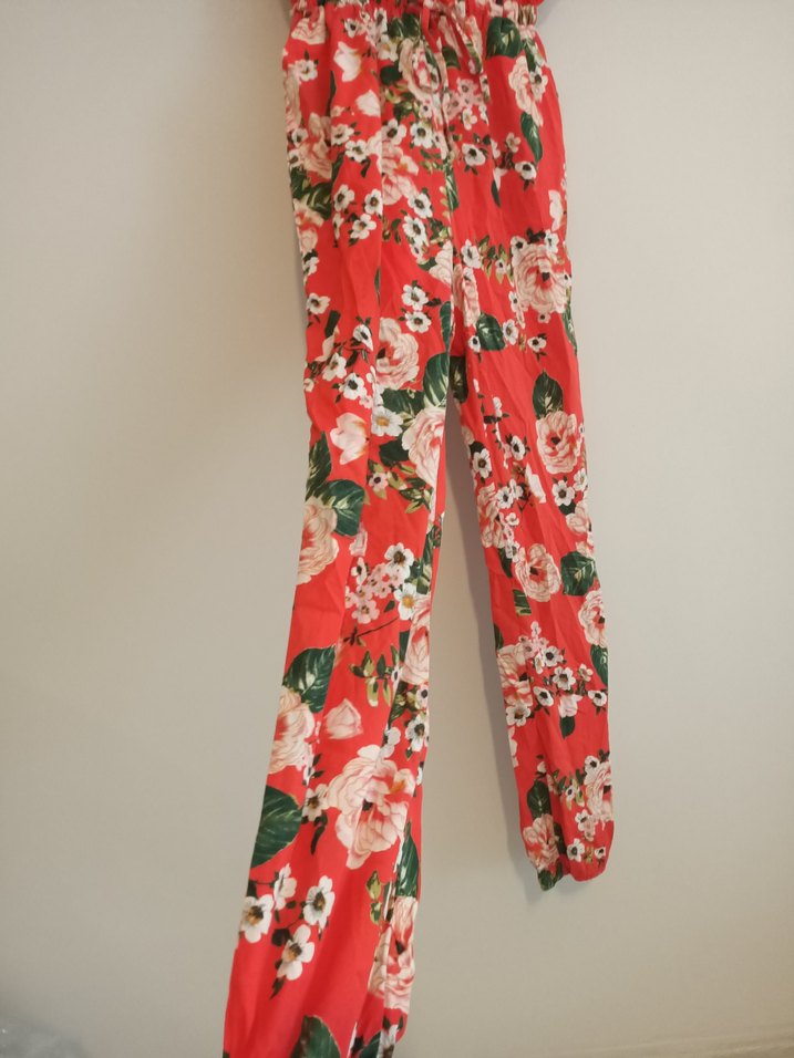 Pep&Co 36 beden Kırmızı Çiçekli Uzun Bohem Tulum - Görsel 3