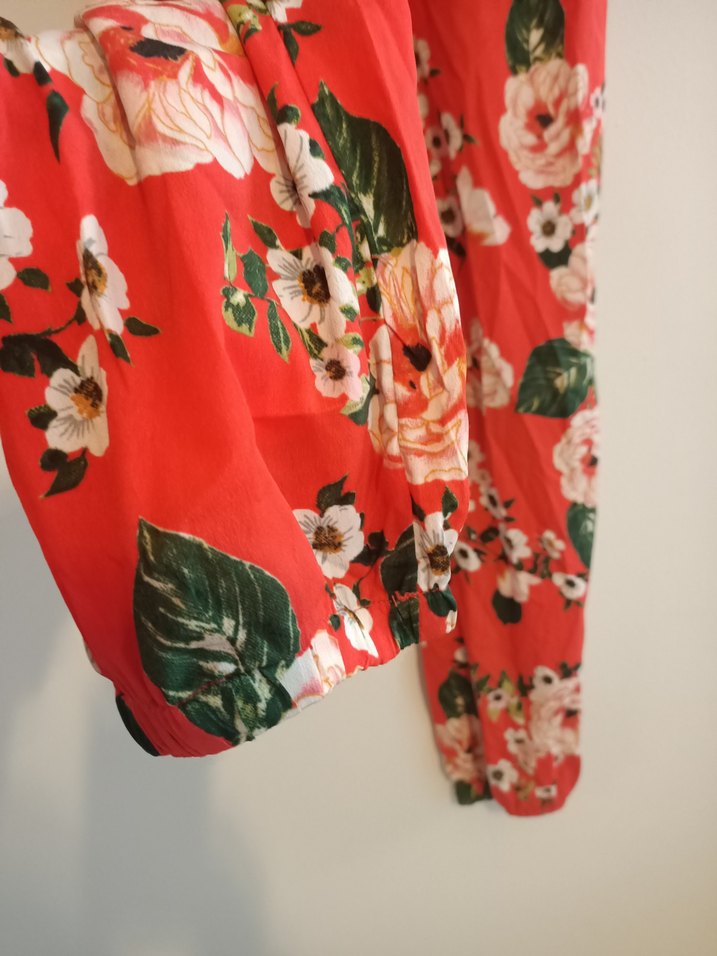 Pep&Co 36 beden Kırmızı Çiçekli Uzun Bohem Tulum - Görsel 4