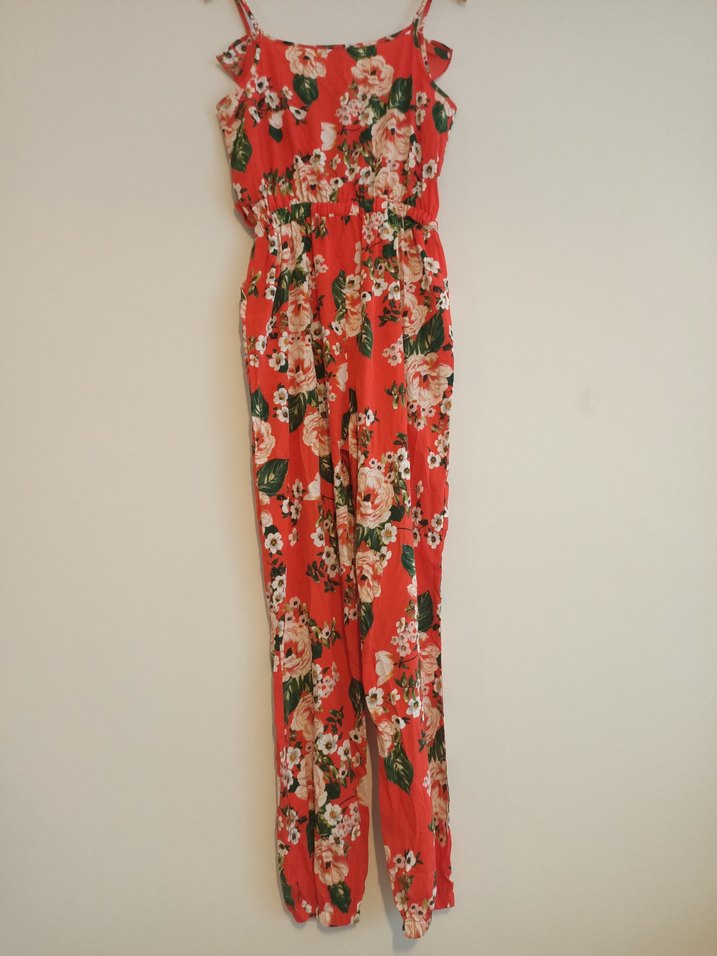 Pep&Co 36 beden Kırmızı Çiçekli Uzun Bohem Tulum - Görsel 5