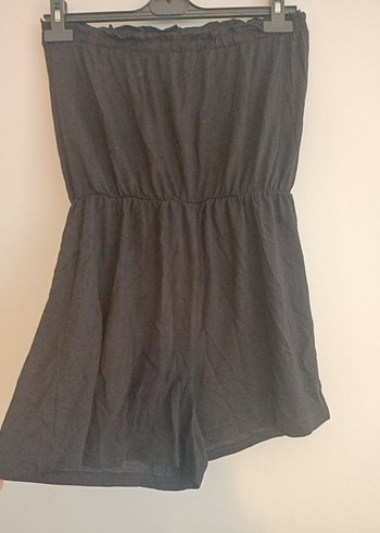 Siyah M beden straplez şortlu Kadın Tulum - Görsel 3