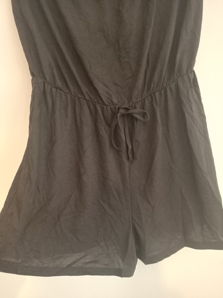 Siyah M beden straplez şortlu Kadın Tulum - Görsel 2