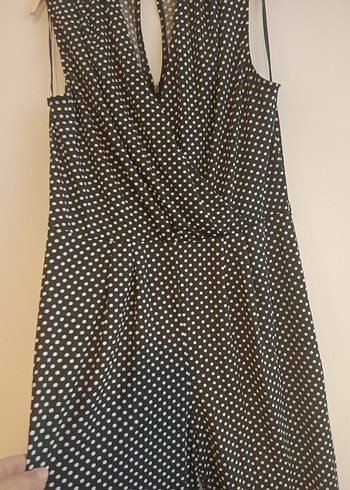 Wallis42 beden Kadın Siyah Puantiyeli Uzun Tulum - Görsel 6