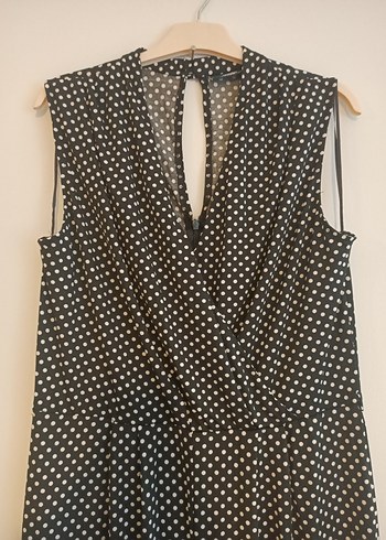 Wallis42 beden Kadın Siyah Puantiyeli Uzun Tulum - Görsel 2