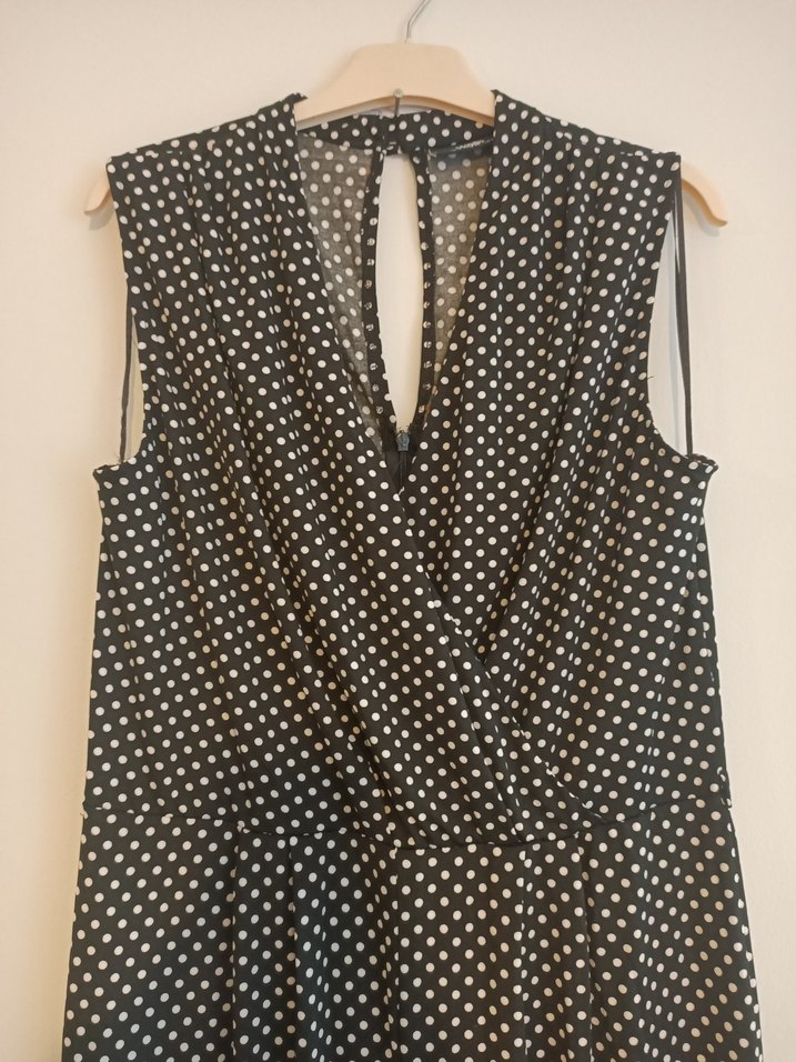 Wallis42 beden Kadın Siyah Puantiyeli Uzun Tulum - Görsel 2