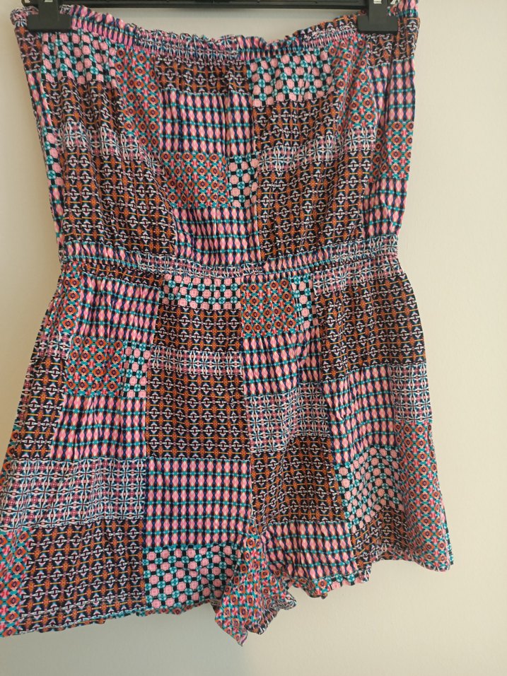 Papaya L beden Kadın Çok Renkli Straplez Kısa Tulum - Görsel 4