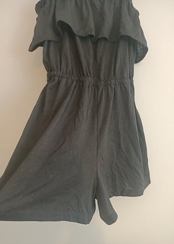 Beyou s-m beden Kadın Siyah Askılı Fırfırlı  şortlu Tulum - Görsel 2