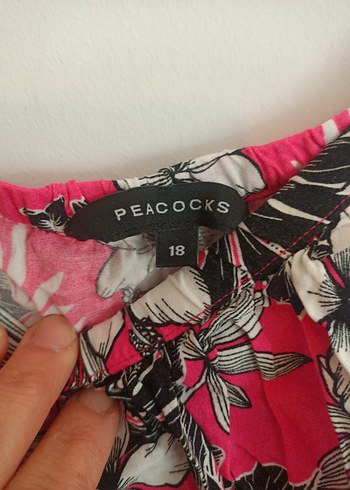 Yurtdışından46 beden Pembe Çiçekli Volanlı Straplez Kadın  Tulum - Görsel 4