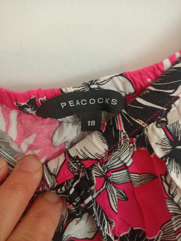 Yurtdışından46 beden Pembe Çiçekli Volanlı Straplez Kadın  Tulum - Görsel 4