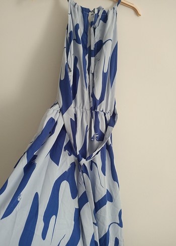 shein 1XL Mavi Gri Salaş Bağcıklı Uzun tulum - Görsel 4