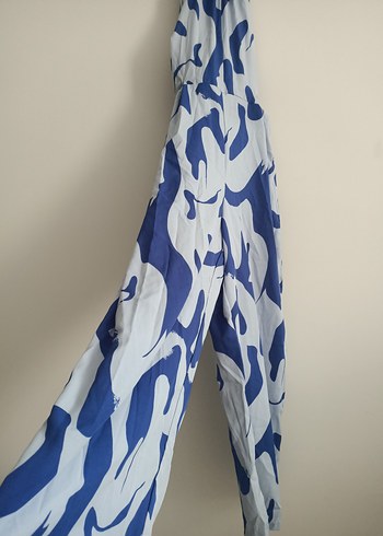 shein 1XL Mavi Gri Salaş Bağcıklı Uzun tulum - Görsel 2