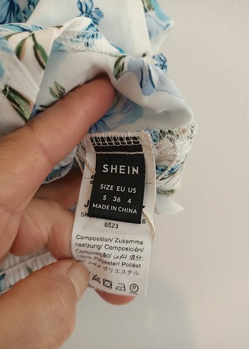 Shein S beden Mavi Çiçekli Bohem Drapeli Büstiyer - Görsel 5