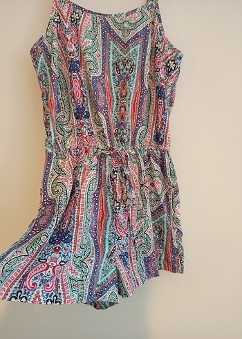 Atmosphere 38 beden Renkli Desenli Kısa Askılı Tulum - Görsel 2