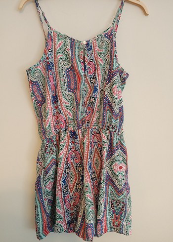 Atmosphere 38 beden Renkli Desenli Kısa Askılı Tulum - Görsel 4