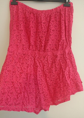 Ocean club 46 beden Pembe Dantelli Straplez Kadın Tulum - Görsel 4