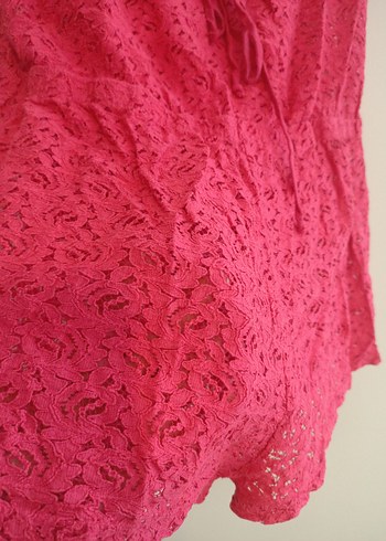 Ocean club 46 beden Pembe Dantelli Straplez Kadın Tulum - Görsel 2