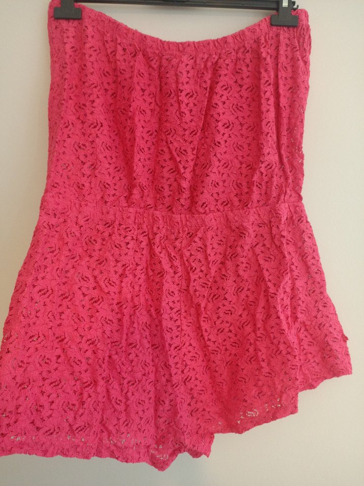 Ocean club 46 beden Pembe Dantelli Straplez Kadın Tulum - Görsel 4