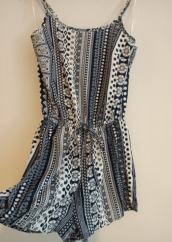 Atmosphere 36 beden.Kadın Çok Renkli Bohem Desenli Mini Tulum - Görsel 2