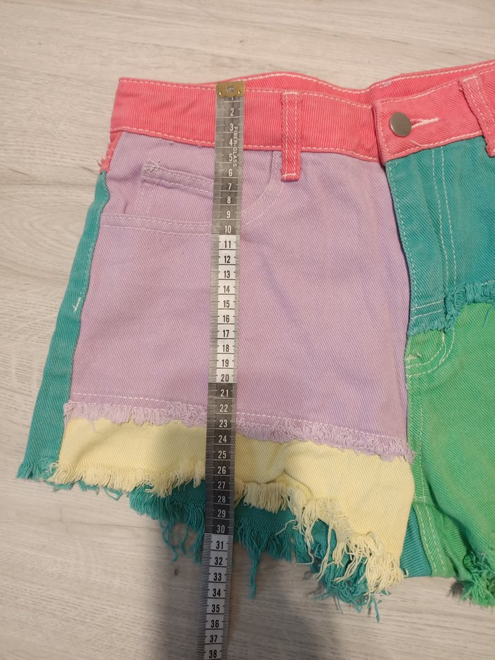 Shein S beden Renkli Mini Denim Şort - Görsel 5