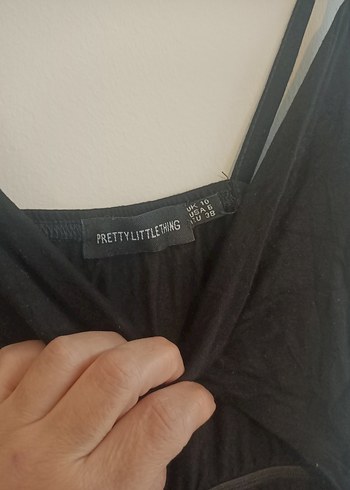 Prettylittle thing 38 beden Siyah V Yaka Kolsuz Midi Kadın Tulum - Görsel 5