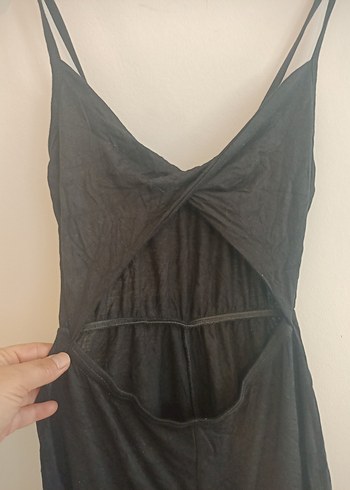 Prettylittle thing 38 beden Siyah V Yaka Kolsuz Midi Kadın Tulum - Görsel 2