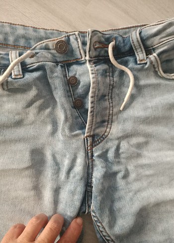 Denim&Co 34 beden erkek Düğmeli Mini Mavi Denim Şort - Görsel 4