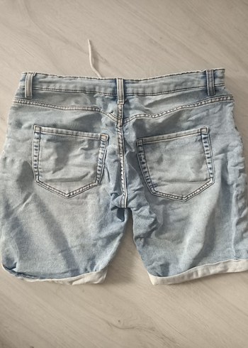 Denim&Co 34 beden erkek Düğmeli Mini Mavi Denim Şort - Görsel 2