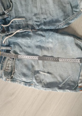 Denim&Co 34 beden erkek Düğmeli Mini Mavi Denim Şort - Görsel 6