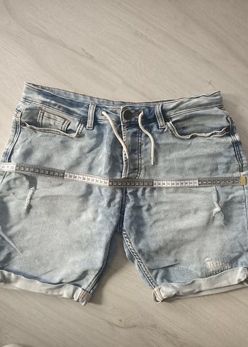 Denim&Co 34 beden erkek Düğmeli Mini Mavi Denim Şort - Görsel 5