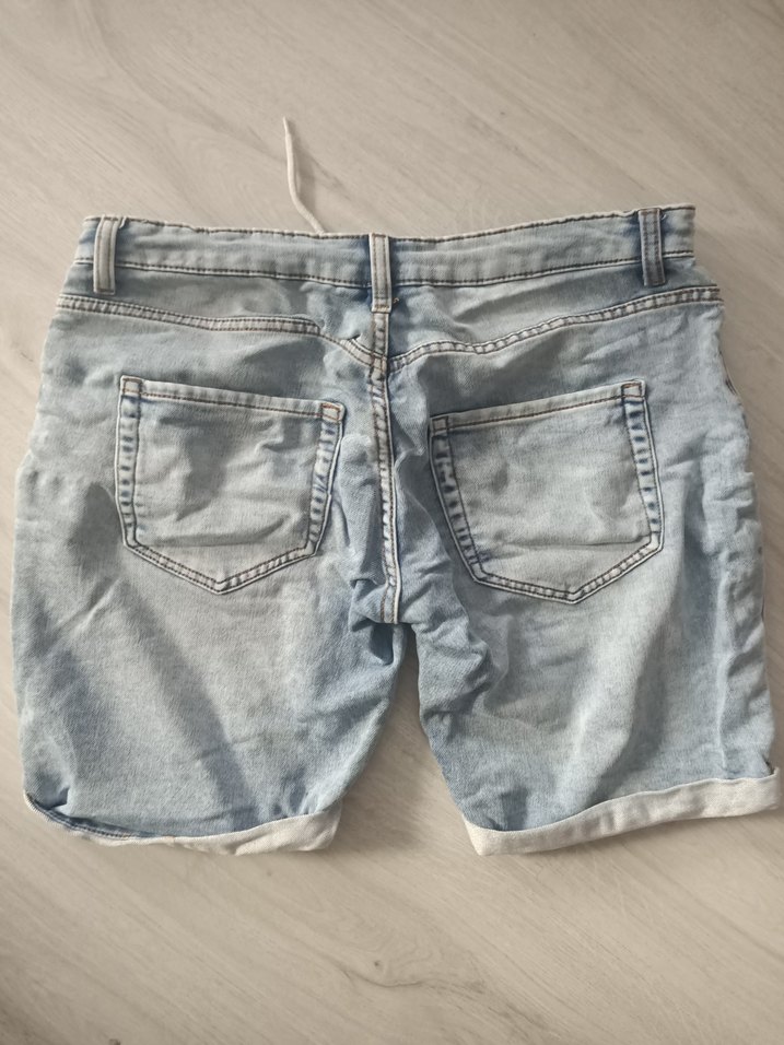 Denim&Co 34 beden erkek Düğmeli Mini Mavi Denim Şort - Görsel 2