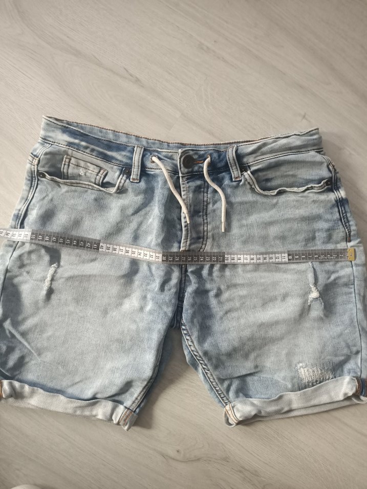 Denim&Co 34 beden erkek Düğmeli Mini Mavi Denim Şort - Görsel 5
