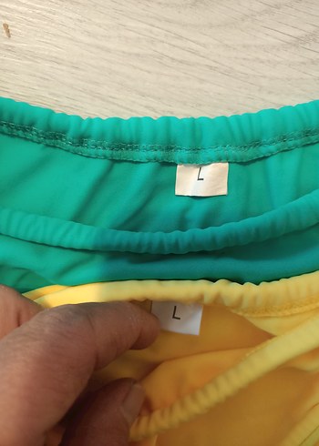 L beden 2 adet Sarı ve Yeşil Bağcıklı Bikini Altları(yeni) - Görsel 3