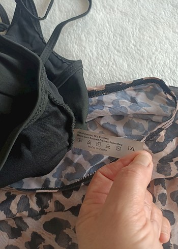 Shein 1XL leopar desen tankini üstü - Görsel 5