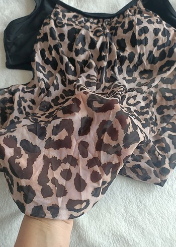 Shein 1XL leopar desen tankini üstü - Görsel 2