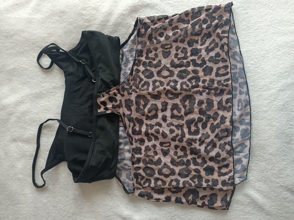 Shein 1XL leopar desen tankini üstü - Görsel 4