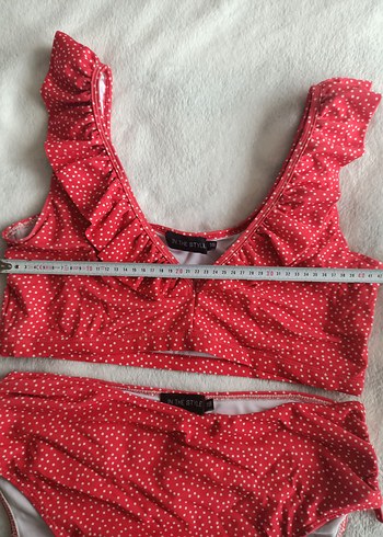 Yurtdışından,44-44 beden Kırmızı Puantiyeli Fırfırlı Mini Bikini - Görsel 8