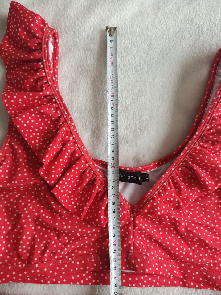 Yurtdışından,44-44 beden Kırmızı Puantiyeli Fırfırlı Mini Bikini - Görsel 5