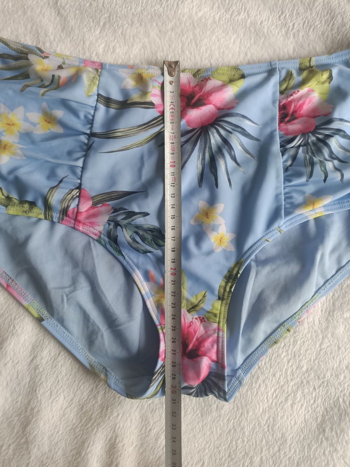 Yurtdışından,46 beden Mavi Çiçek Desenli Mini Bikini Altı - Görsel 4