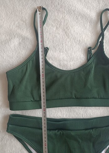 Shein L beden Kadın Koyu Yeşil İnce Askılı Bikini - Görsel 4