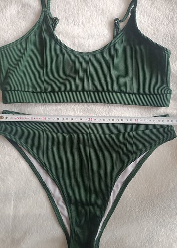 Shein L beden Kadın Koyu Yeşil İnce Askılı Bikini - Görsel 6