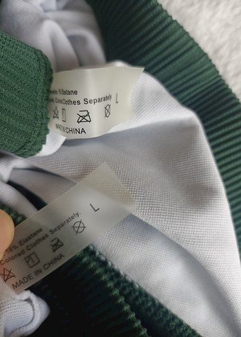 Shein L beden Kadın Koyu Yeşil İnce Askılı Bikini - Görsel 3