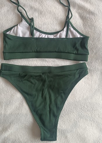 Shein L beden Kadın Koyu Yeşil İnce Askılı Bikini - Görsel 2