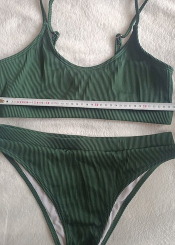 Shein L beden Kadın Koyu Yeşil İnce Askılı Bikini - Görsel 7