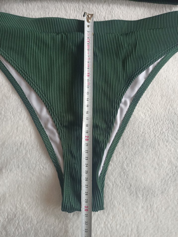 Shein L beden Kadın Koyu Yeşil İnce Askılı Bikini - Görsel 5