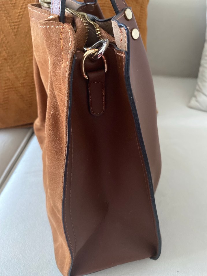 Kahverengi Süet Kadın Çanta - Görsel 4