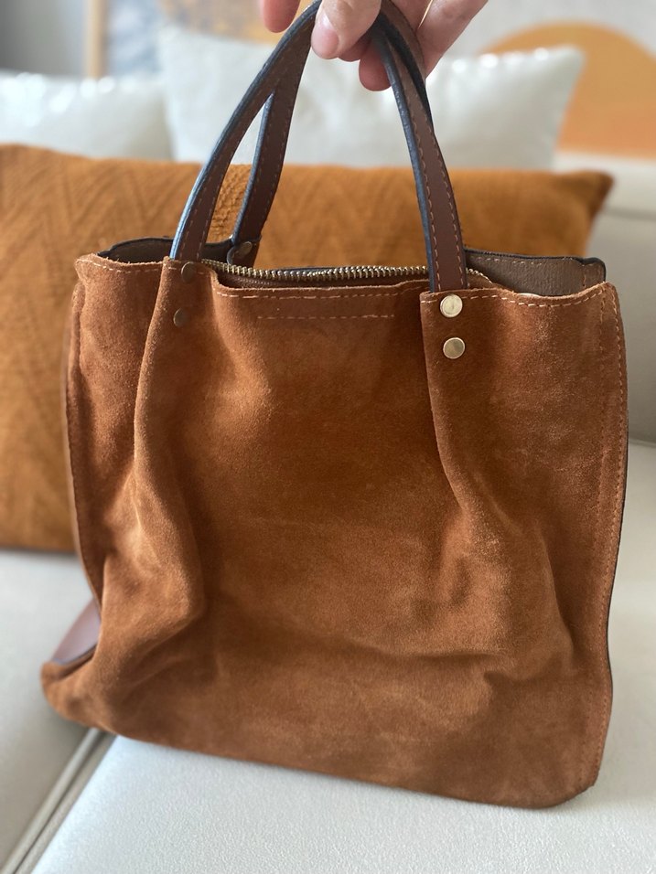 Kahverengi Süet Kadın Çanta - Görsel 2