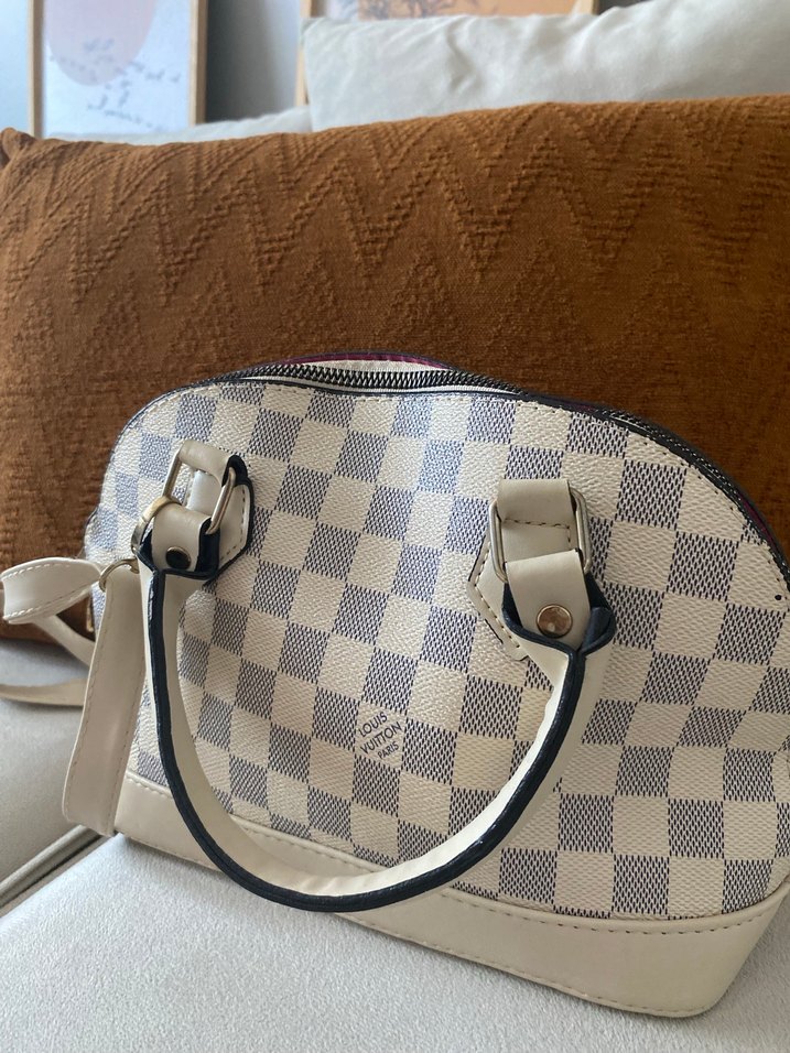 Klasik Beyaz Kareli Deri Kadın Çanta - Görsel 5