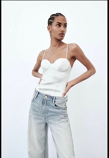 ZARA BEYAZ SATEN BODYSUİT